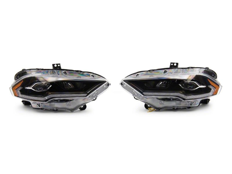Raxiom 18-23 Ford Mustang GT EcoBoost LED Projector Headlights- Black Housing (Clear Lens)