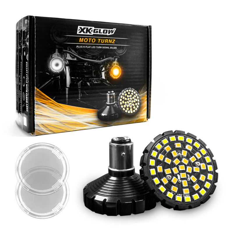 XKGLOW XK Glow Motorcycle Front LED Turn Signal Kit - Bullet Style Clear Lenses