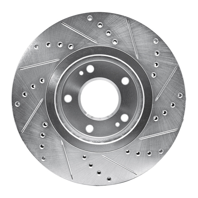 R1 Concepts R1 04-11 Hyundai AZERA Front Left Drilled & Slotted Silver Brake Rotor