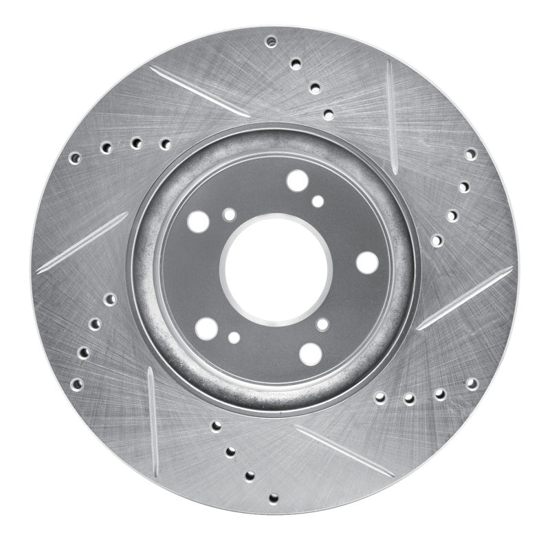 R1 Concepts R1 13-25 Honda Civic Hatchback Front Left Drilled & Slotted Silver Brake Rotor