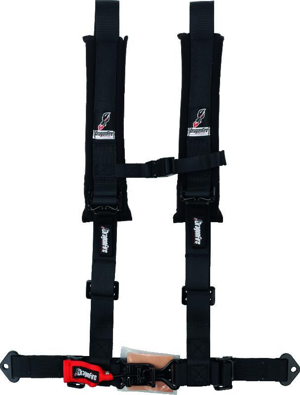 DragonFire Racing Harness- H-Style- 4-Point- 2in Youth- Black