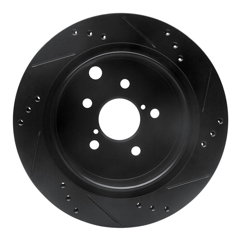 R1 Concepts R1 14-18 Subaru Forester Rear Left Drilled & Slotted Black Brake Rotor
