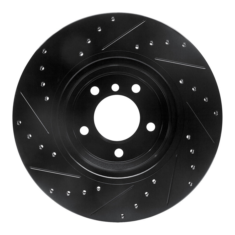 R1 Concepts R1 06-12 BMW 330XI Front Right Drilled & Slotted Black Brake Rotor