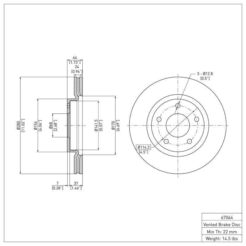 DFC 13-19 Nissan Sentra Front GeoSPEC Coated Rotor