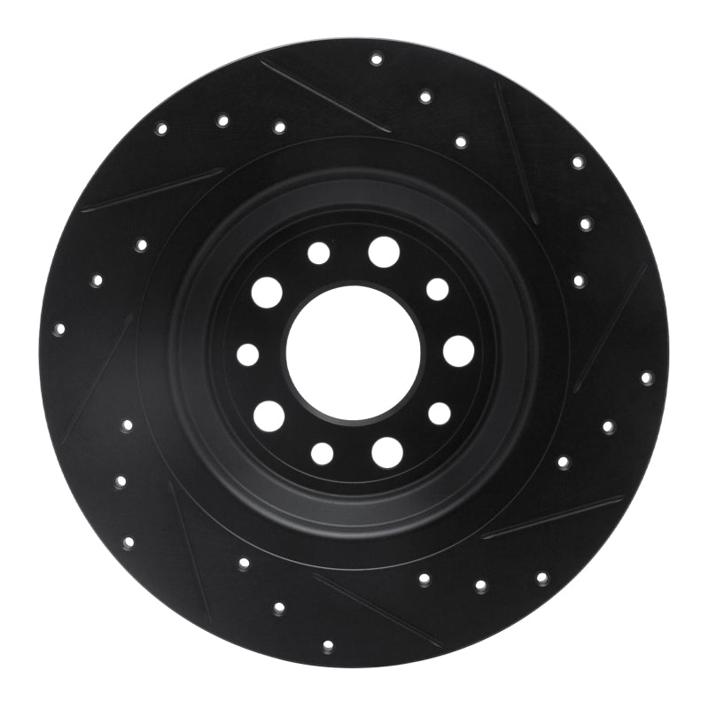 R1 Concepts R1 14-23 Jeep Cherokee Rear Left Drilled & Slotted Black Brake Rotor