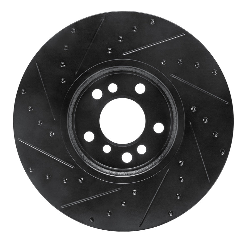 R1 Concepts R1 00-06 BMW X5 Front Right Drilled & Slotted Black Brake Rotor