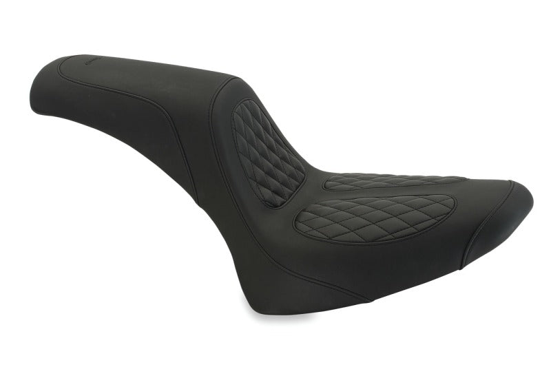 Mustang Motorcycle Mustang 84-06 Harley Standard Rear Tire Fastback 1PC Seat w/ Diamond Stitch - Black