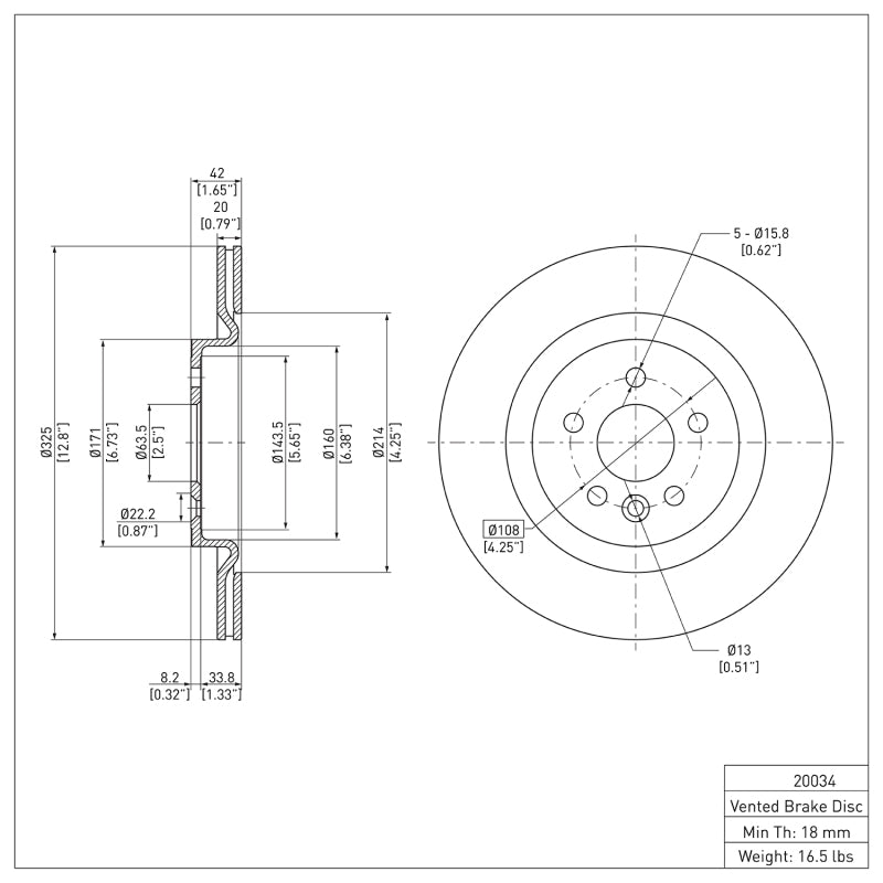 DFC 17-20 Jaguar F-Pace Rear Brake Rotor