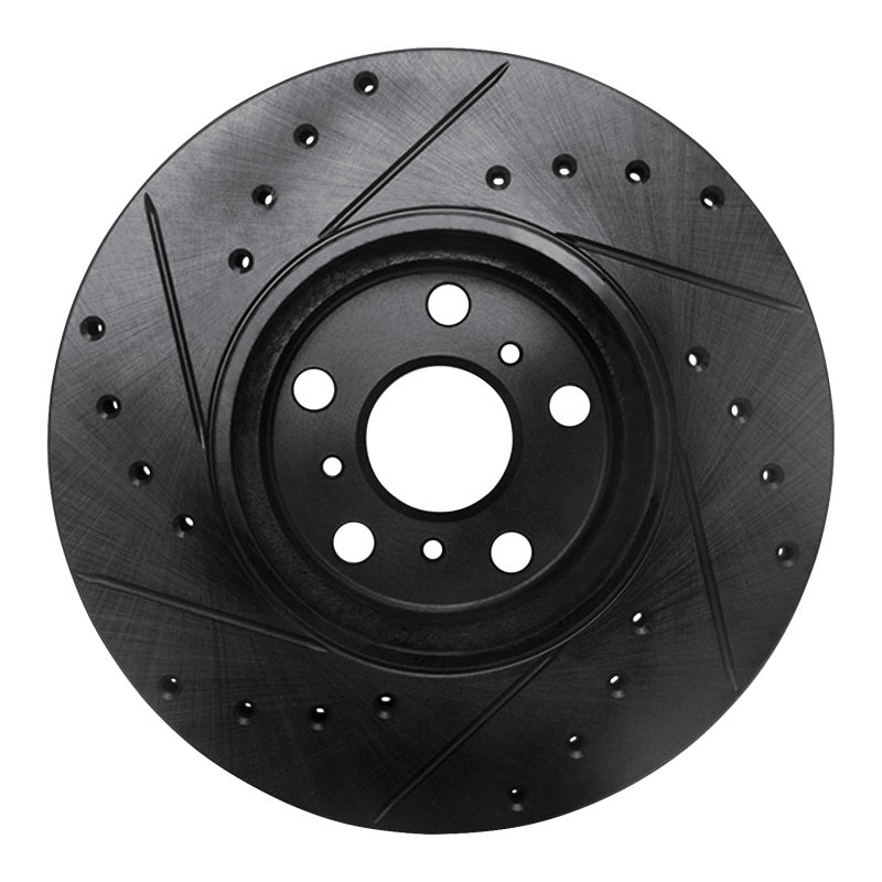 R1 Concepts R1 90-93 Toyota Celica Front Right Drilled & Slotted Black Brake Rotor