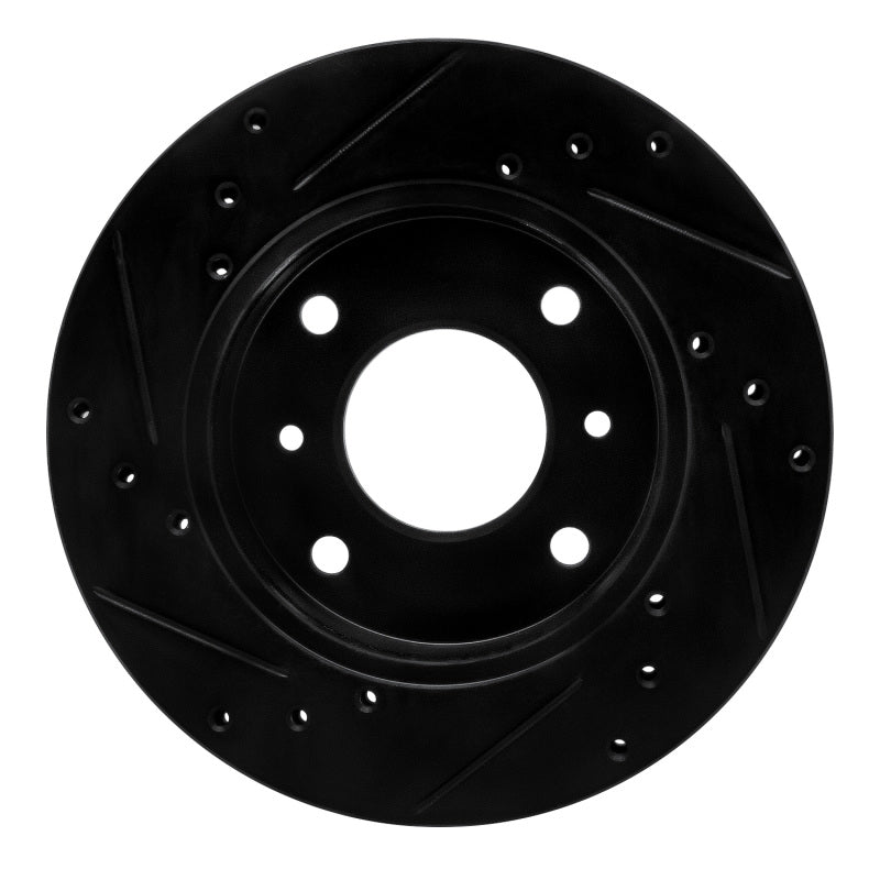 R1 Concepts R1 85-89 Nissan STANZA Front Right Drilled & Slotted Black Brake Rotor