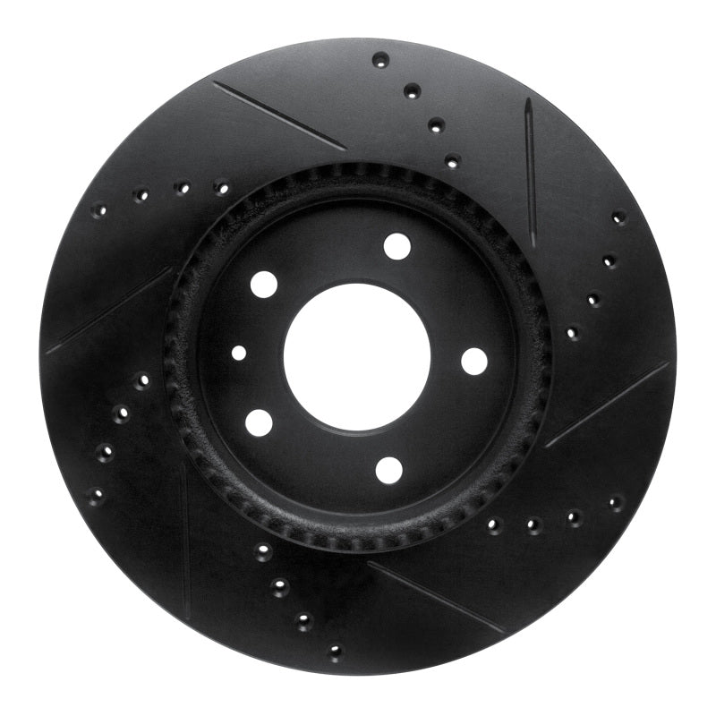 R1 Concepts R1 07-15 Chevrolet Captiva Front Left Drilled & Slotted Black Brake Rotor
