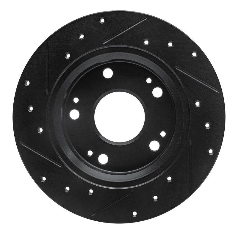 R1 Concepts R1 11-15 Honda CR-Z Rear Right Drilled & Slotted Black Brake Rotor