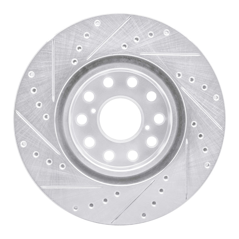 R1 Concepts R1 93-98 Toyota Supra Front Right Drilled & Slotted Silver Brake Rotor