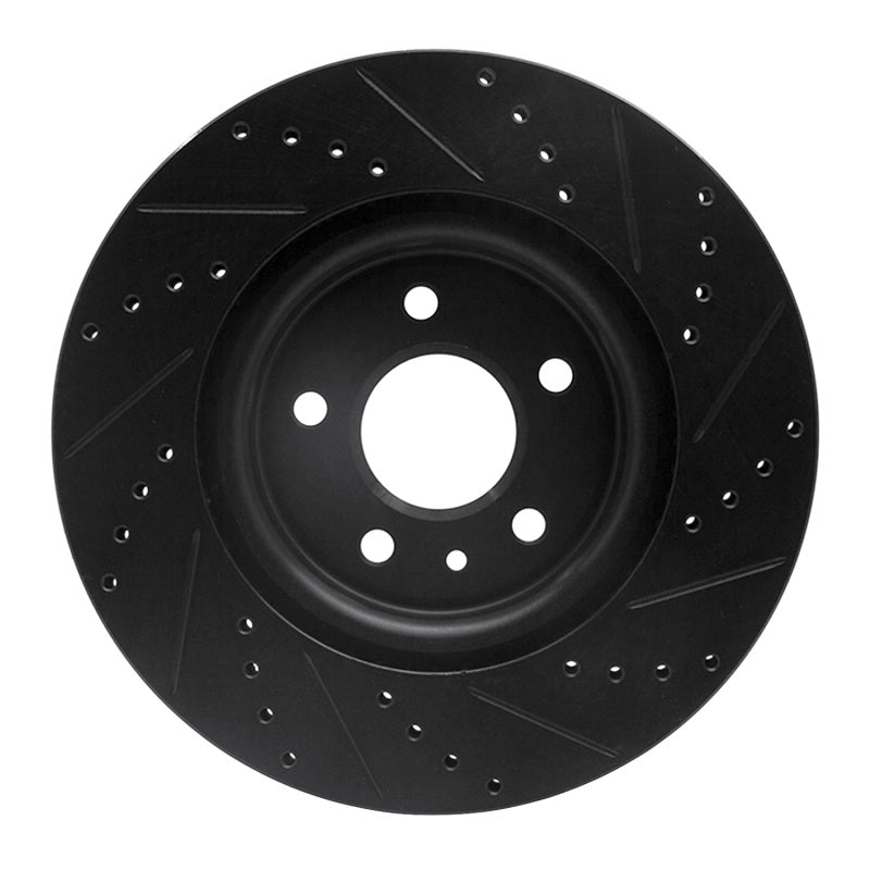 R1 Concepts R1 11-19 Ford Flex Front Left Drilled & Slotted Black Brake Rotor