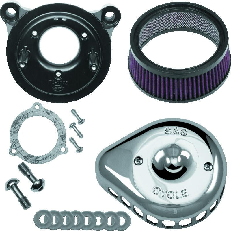 S&S Cycle 08-17 Touring/16-17 Softail Models Stealth Air Cleaner Kit w/ Chrome Mini Teardrop Cover