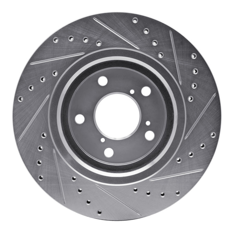 R1 Concepts R1 15-25 Acura MDX Front Left Drilled & Slotted Silver Brake Rotor