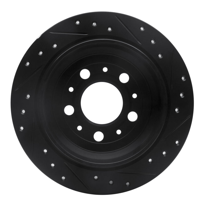 R1 Concepts R1 98-00 Volvo S70 Rear Left Drilled & Slotted Black Brake Rotor