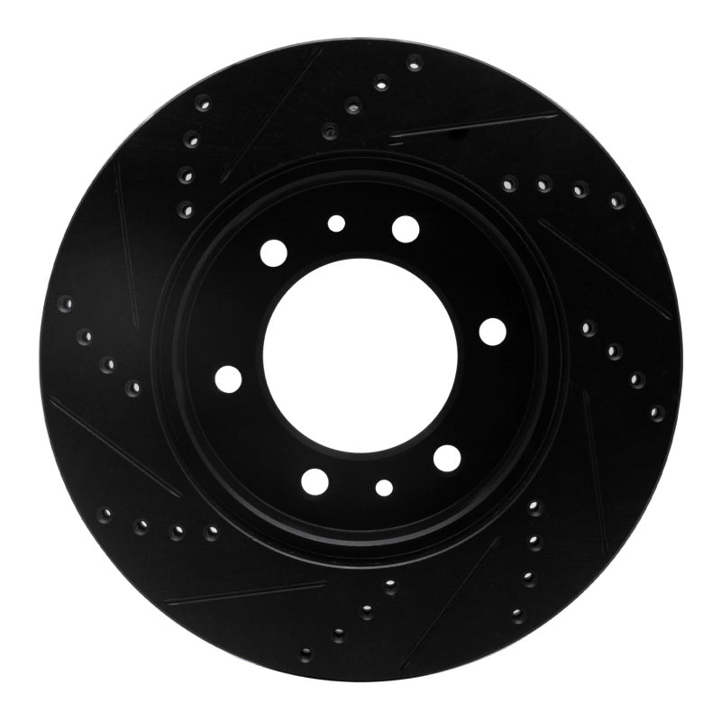 R1 Concepts R1 06-10 Hummer H3T Front Right Drilled & Slotted Black Brake Rotor