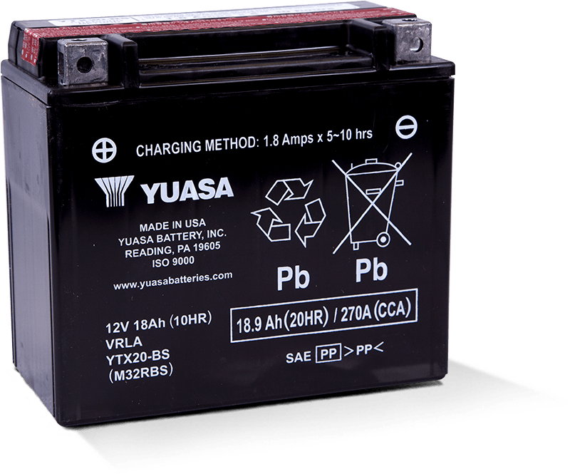 Yuasa Battery Yuasa YTX20-BS Maintenance Free AGM 12-Volt Battery w/Bottle