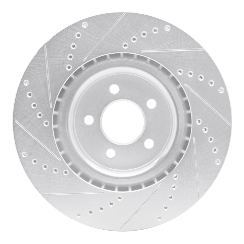 R1 Concepts R1 07-14 Ford Mustang Front Right Drilled & Slotted Silver Brake Rotor