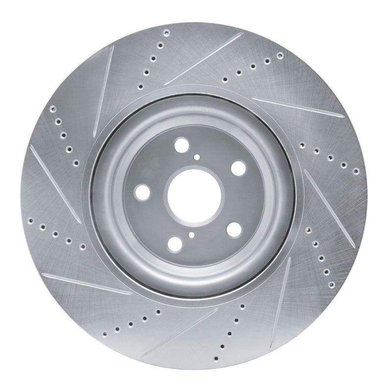 R1 Concepts R1 10-17 Lexus LS460 Left Front Drilled & Slotted Silver Brake Rotor