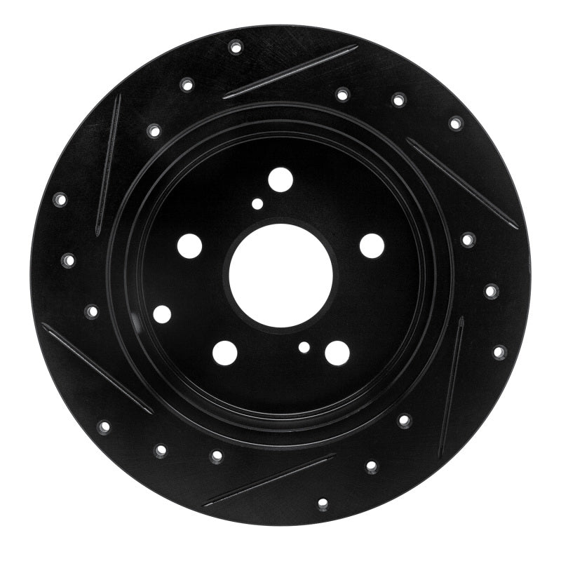 R1 Concepts R1 06-18 Lexus HS250H Rear Right Drilled & Slotted Black Brake Rotor