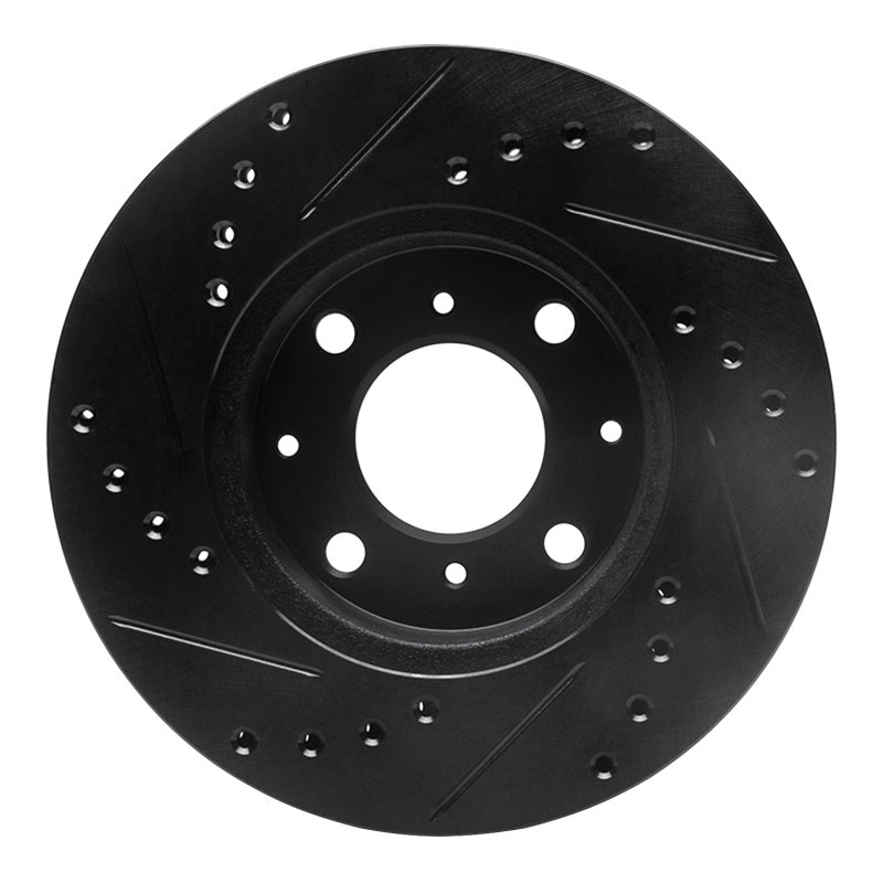 R1 Concepts R1 86-91 Acura Integra Front Right Drilled & Slotted Black Brake Rotor