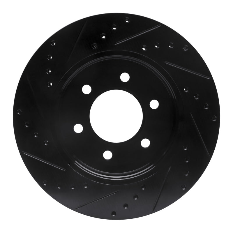 R1 Concepts R1 04-08 Ford F-150 4WD Front Right Drilled & Slotted Black Brake Rotor