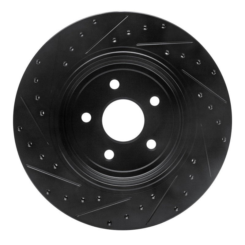 R1 Concepts R1 06-10 Jeep Grand Cherokee Rear Right Drilled & Slotted Black Brake Rotor