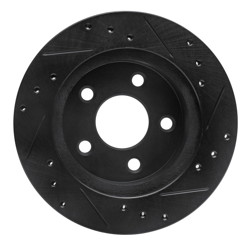 R1 Concepts R1 93-98 Ford Thunderbird Rear Left Drilled & Slotted Black Brake Rotor