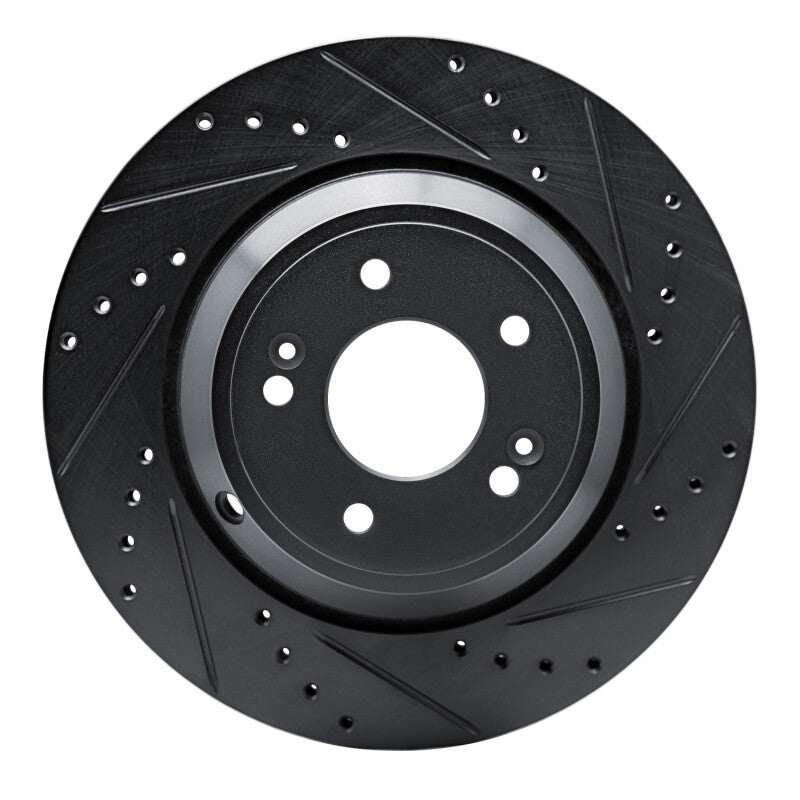 R1 Concepts R1 18-23 Genesis G70 Rear Right Drilled & Slotted Black Brake Rotor