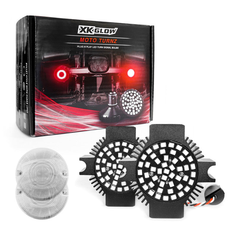 XKGLOW XK Glow Motorcycle Rear LED Turn Signal Kit - Flat Style Clear Lenses