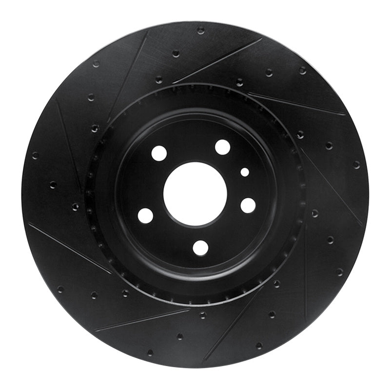 R1 Concepts R1 12-21 Tesla Model X Front Right Drilled & Slotted Black Brake Rotor