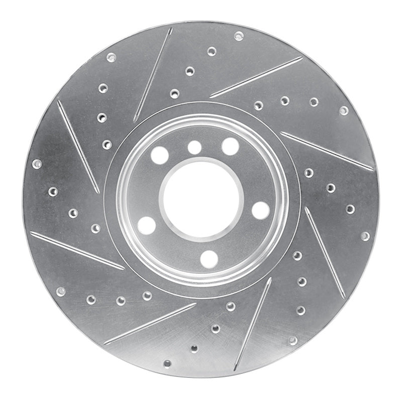 R1 Concepts R1 07-19 BMW X5 Front Right Drilled & Slotted Silver Brake Rotor