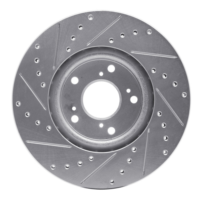 R1 Concepts R1 06-15 Honda Civic Si Front Right Drilled & Slotted Silver Brake Rotor
