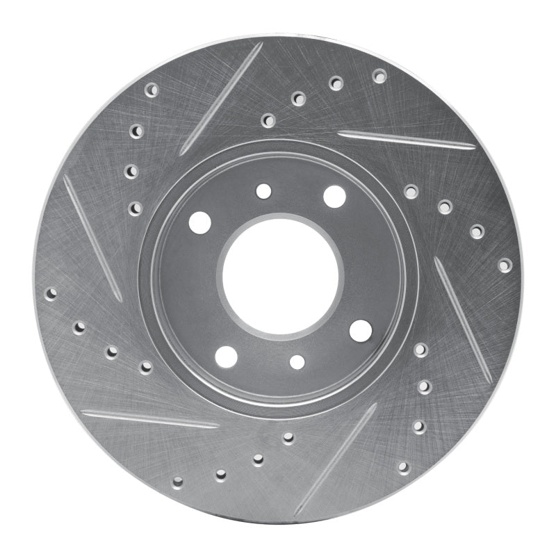 R1 Concepts R1 93-06 Infiniti G20 Front Right Drilled & Slotted Silver Brake Rotor