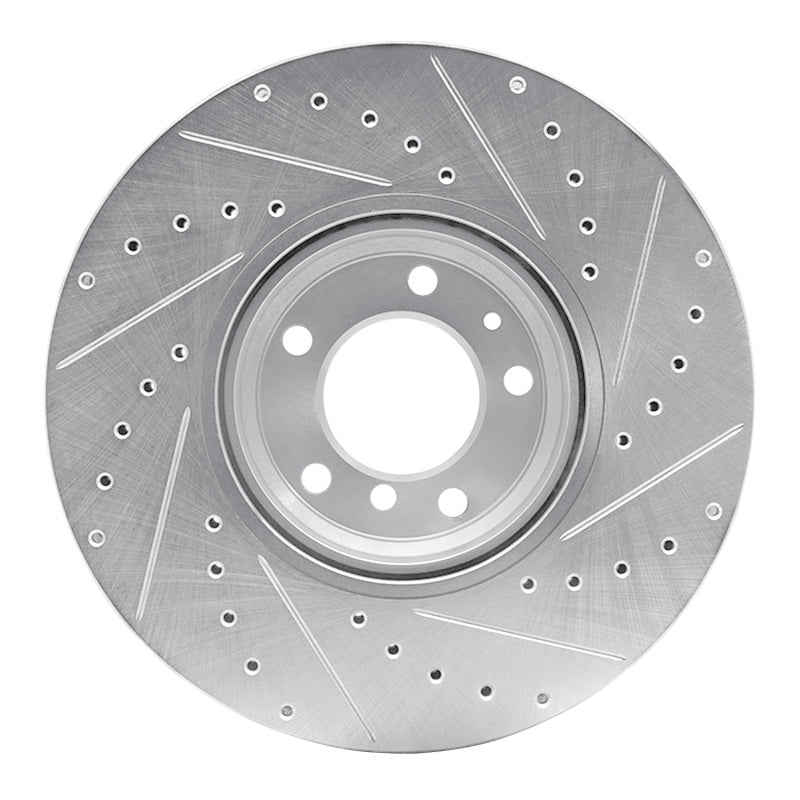 R1 Concepts R1 95-01 BMW 750IL Front Left Drilled & Slotted Silver Brake Rotor