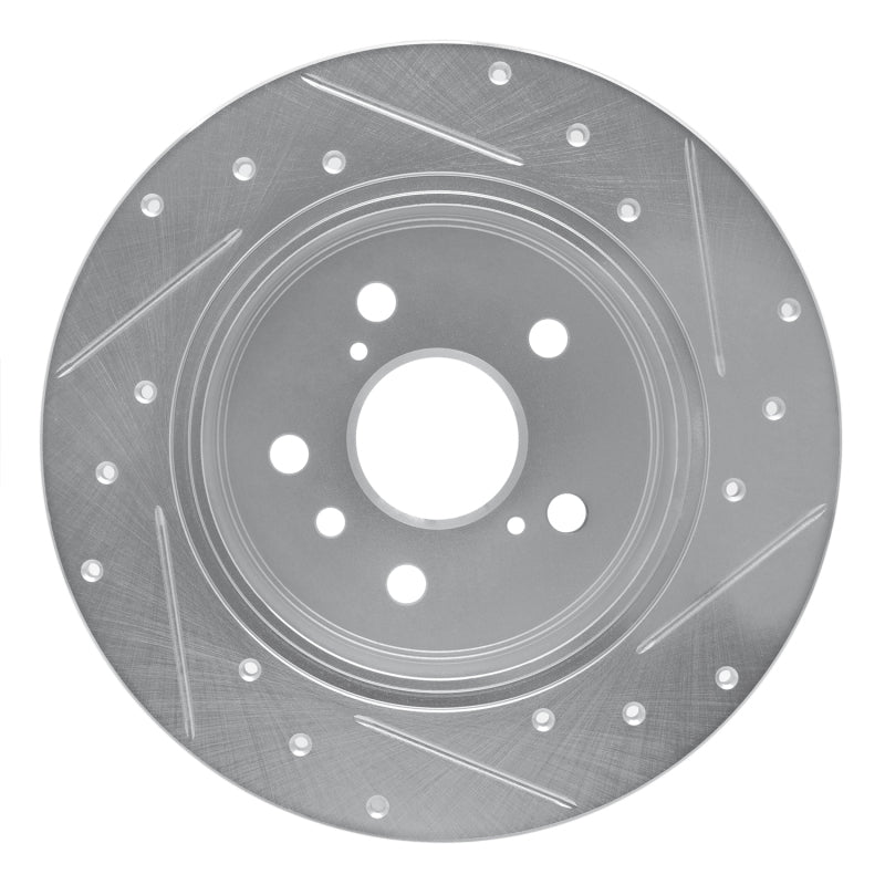 R1 Concepts R1 00-04 Toyota Avalon Rear Left Drilled & Slotted Silver Brake Rotor