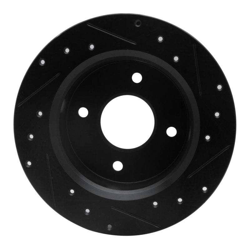 R1 Concepts R1 79-81 Nissan 200SX Rear Left Drilled & Slotted Black Brake Rotor