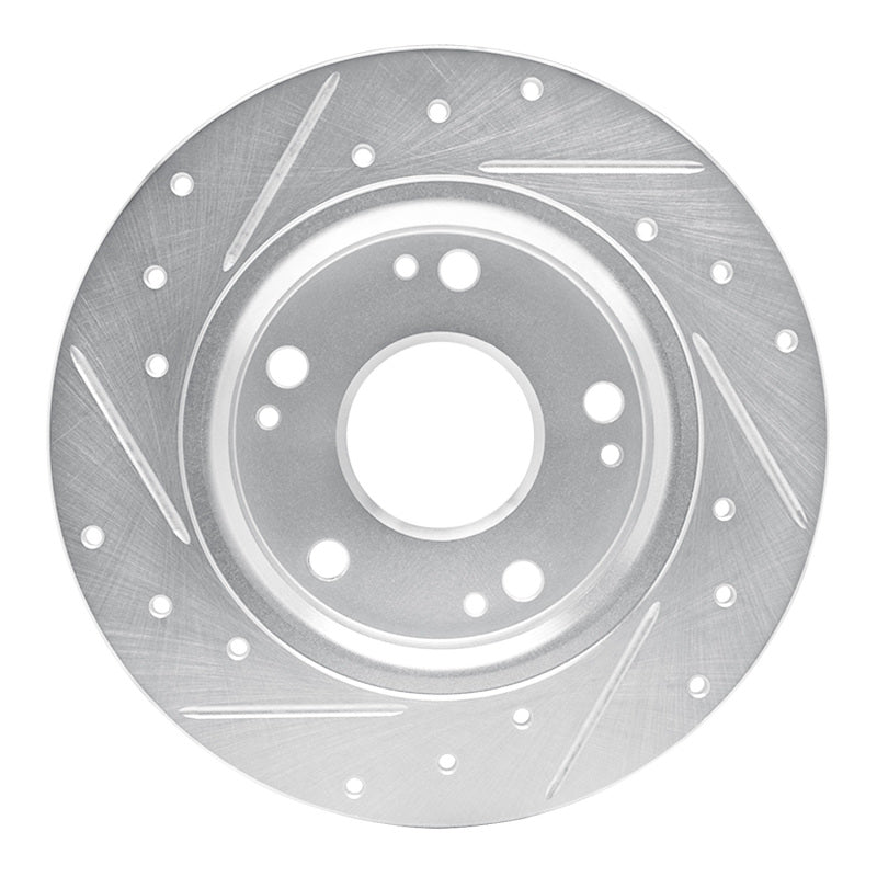 R1 Concepts R1 11-15 Honda CR-Z Rear Right Drilled & Slotted Silver Brake Rotor