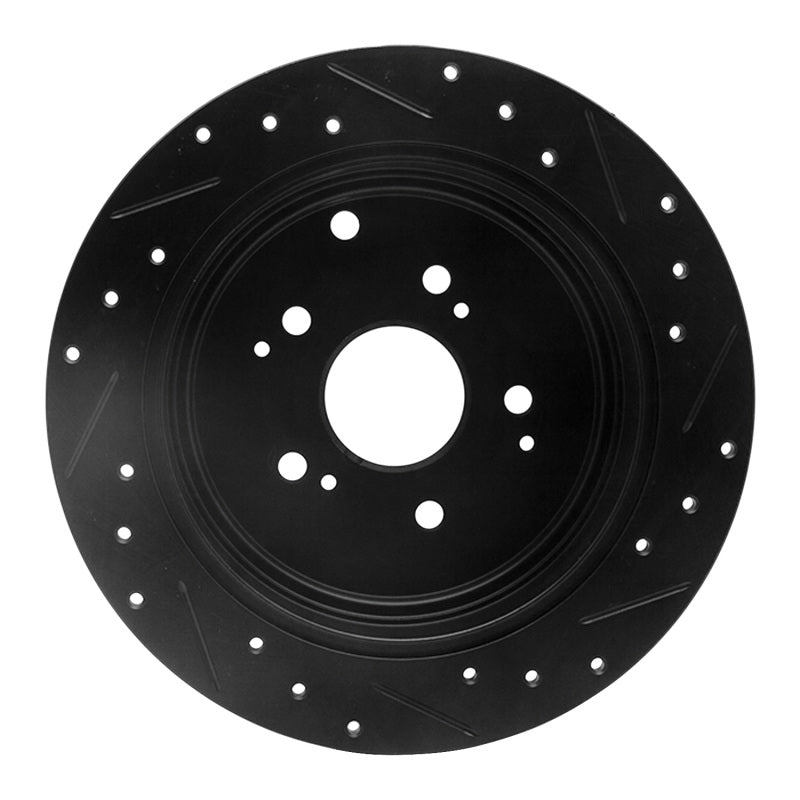 R1 Concepts R1 01-08 Acura MDX Rear Left Drilled & Slotted Black Brake Rotor