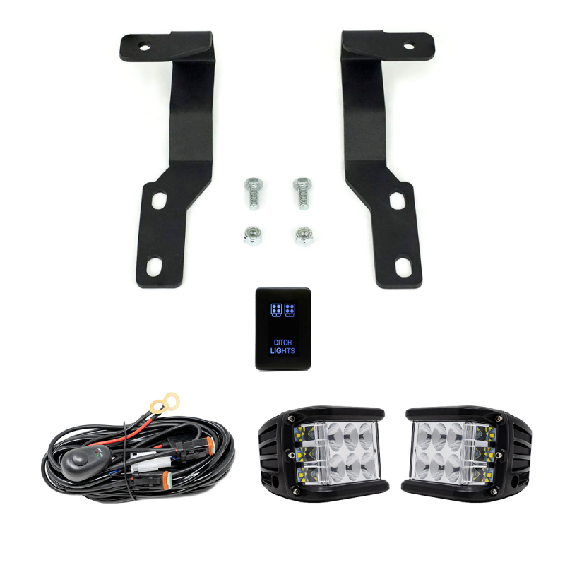 Cali Raised LED Cali Raised 05-15 Toyota Tacoma Low Prof Ditch Light Brackets Kit W/Cannon Pods No Switch