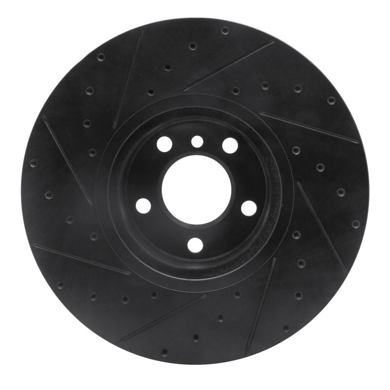 R1 Concepts R1 16-18 BMW X4 Right Front Drilled & Slotted Black Brake Rotor