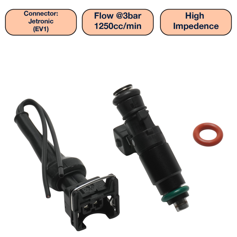 DeatschWerks Universal 1250cc Single Fuel Injector / 48mm Length / 14mm O-Ring Seals