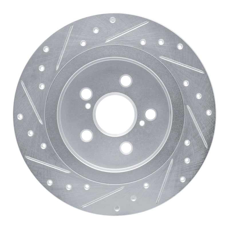 R1 Concepts R1 11-17 Lexus CT200H Rear Right Drilled & Slotted Silver Brake Rotor