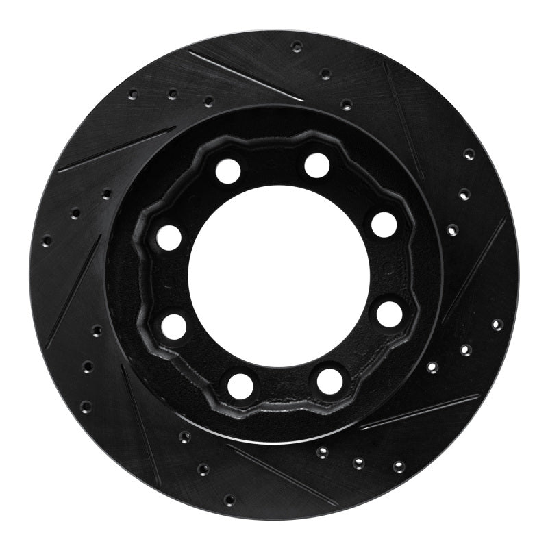 R1 Concepts R1 77-93 Chevrolet V30 & V3500 Pickup Front Left Drilled & Slotted Black Brake Rotor