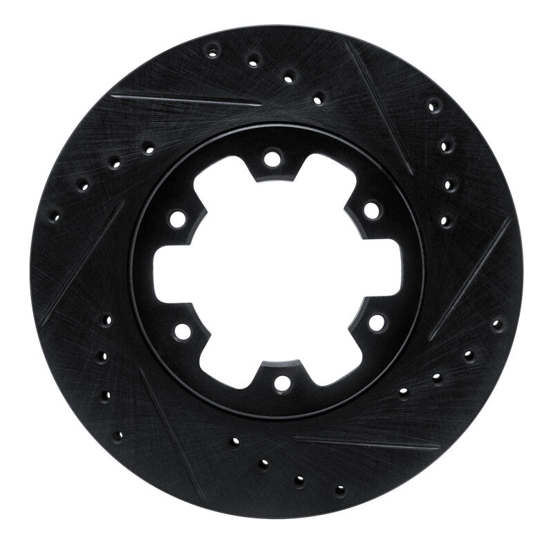 R1 Concepts R1 85-02 Nissan D21 Pickup 4WD (4 Cyl Excl HD) Front Right Drilled & Slotted Black Brake Rotor