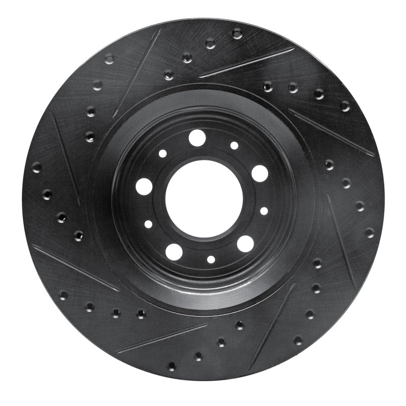 R1 Concepts R1 98-04 Volvo V70 Front Right Drilled & Slotted Black Brake Rotor