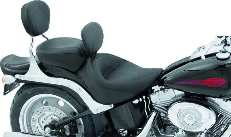 Mustang Motorcycle Mustang 06-17 Harley Softail Wide Tire (200mm) Wide Touring Solo Seat w/Driver Backrest - Black