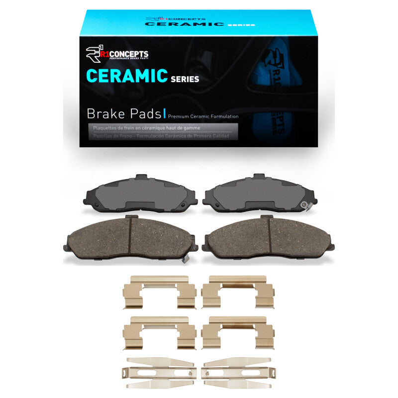 R1 Concepts R1 97-13 Chevrolet Corvette Front Ceramic Brake Pads & Hardware Kit